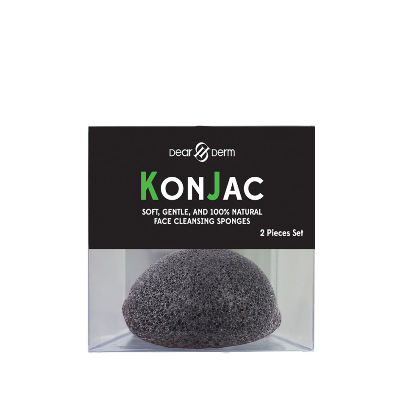 Dearderm Konjac Bamboo Charcoal Cleansing Sponge / Cleansing Puff - 2PCS